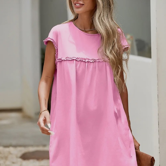 Pink Ruffled Women's Dress - Picture 1 of 1